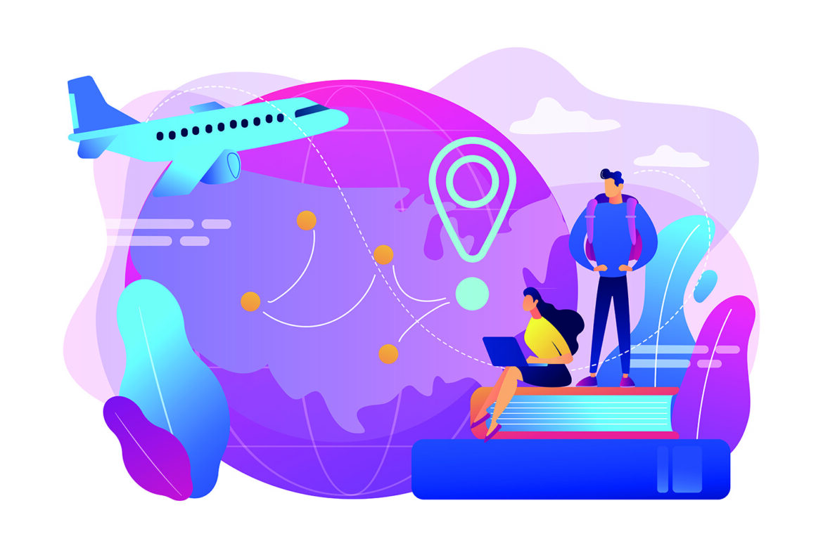 concept vector illustration DBDH study tours, district heating and cooling worldwide