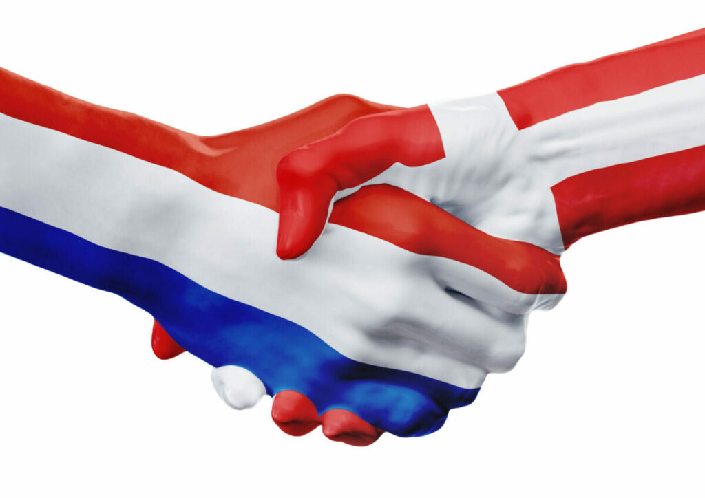 Flags,Netherlands,,Denmark,Countries,,Handshake,Cooperation,,Partnership,,Friendship,Or,Sports