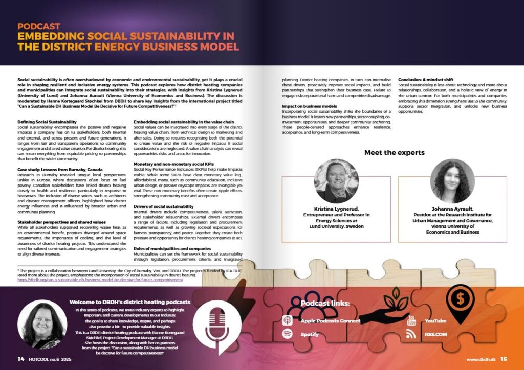 DBDH Podcast about Embedding Social Sustainability in the District Energy Business Model, moderator Hanne Kortegaard Støchkel