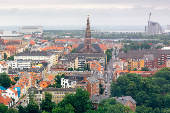 View from above towards east with views of Church of Our Savior and Amager Ressource Center