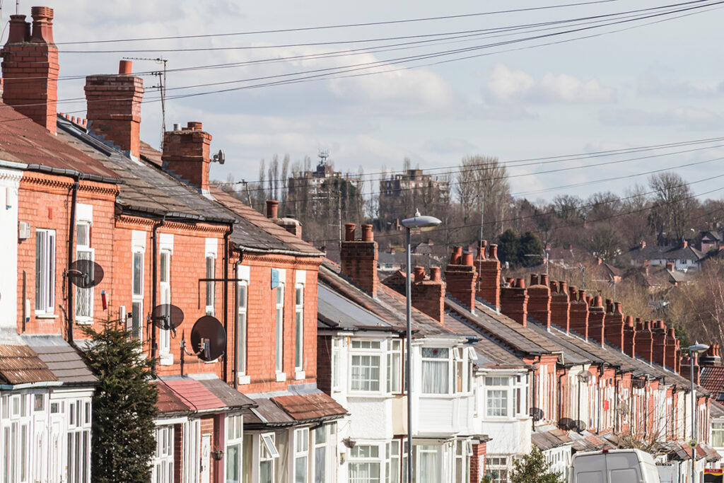 Terraced houses with chimneys