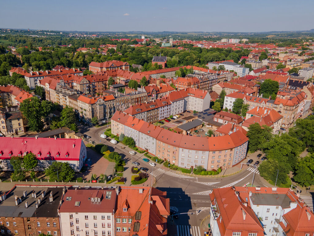 Bytom Silesian Poland - Red roof Panorama of old city