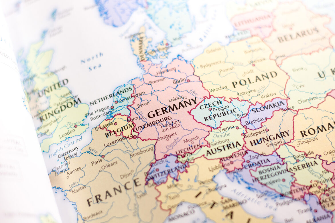 Map of Germany and nearby countries Map of Germany and nearby countries