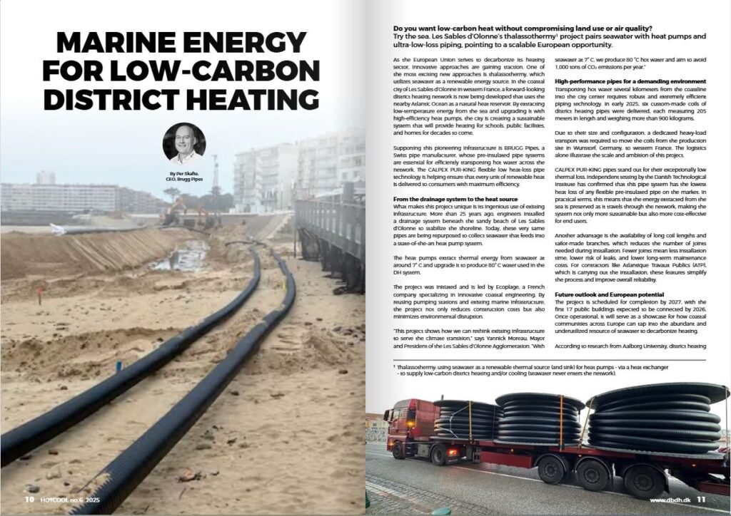 Marine Energy for Low-Carbon District Heating, Hot Cool article by Brugg Pipes
