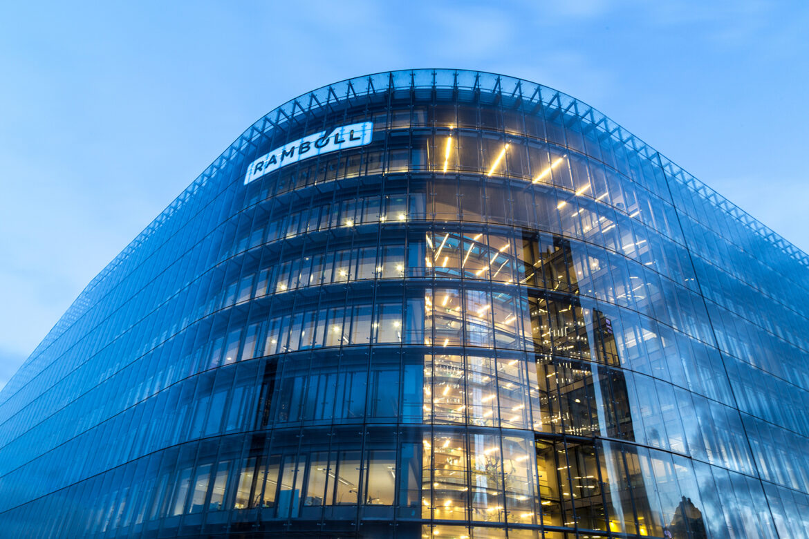 Exterior view of the Ramboll Group headquarters in Copenhagen, Denmark. Ramboll is a Danish consulting engineering group.