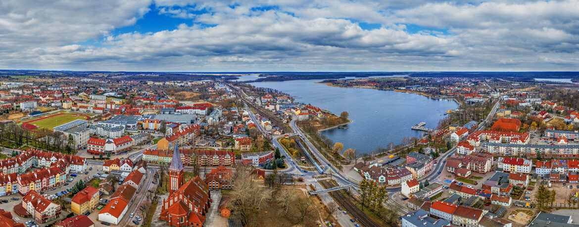 Ostróda, Poland_aerial view_baggrund